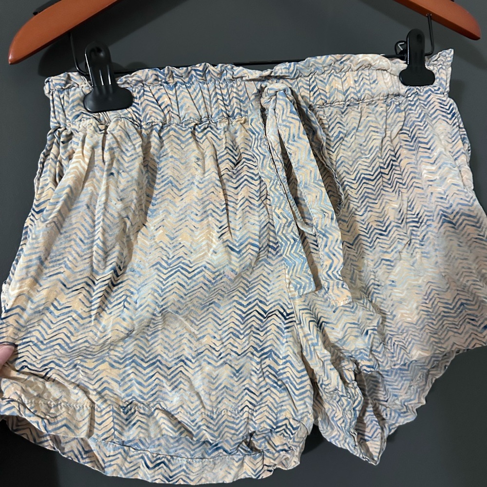 Patterned Blue and Cream Women's Shorts